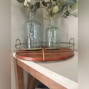 Hearth & Hand Wood & Brass Serving Tray with Handles